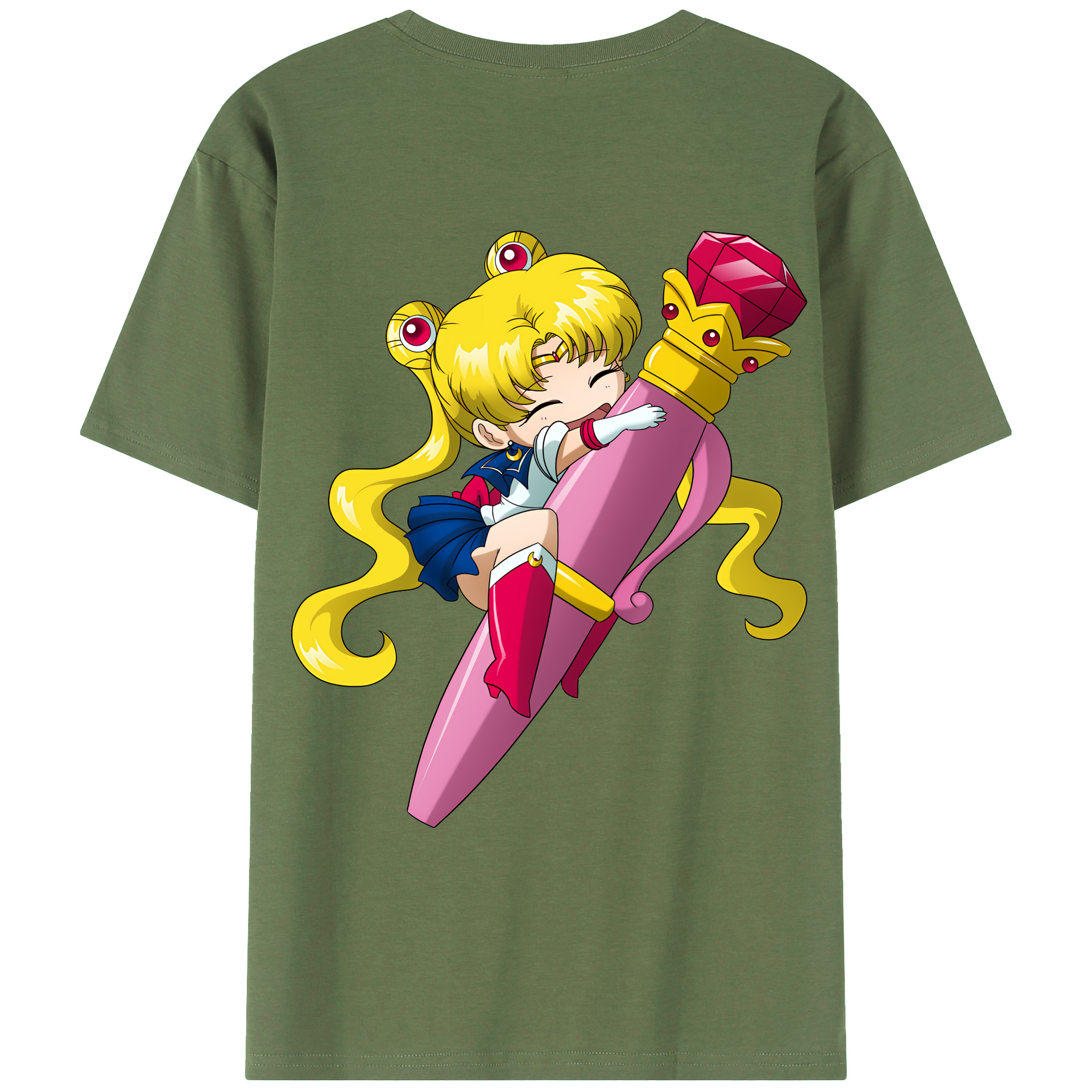 （画像用） 美少女戦士セーラームーン 月野 うさぎ つきの うさぎ Sailor Moon Tsukino Usagi 綿100％ メンズ半袖Tシャツ（バックプリント） 通気性